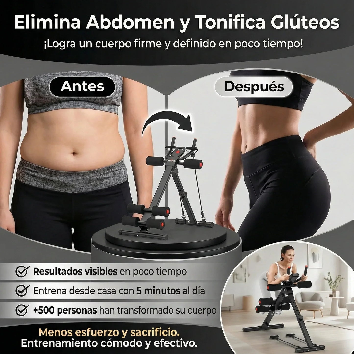 RELIFESPORTS: MAQUINA DE ABDOMINALES MULTIFUNCIONAL