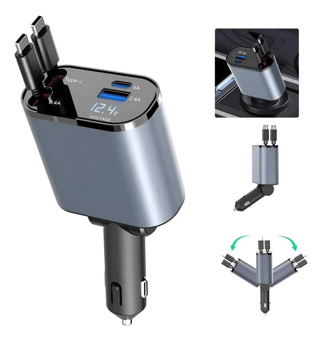 Cargador Auto 4en1 Ultra Rápido