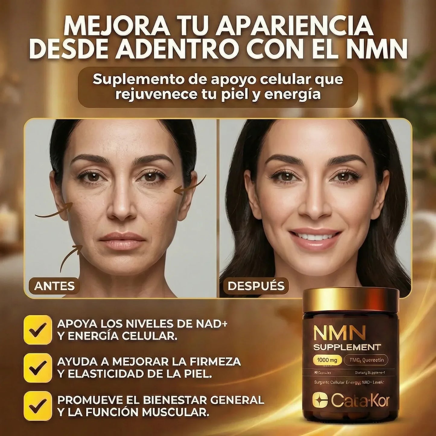 NMN 1000 MG Rejuvenecimiento Celular con TMG + Quercetina Precio habitual