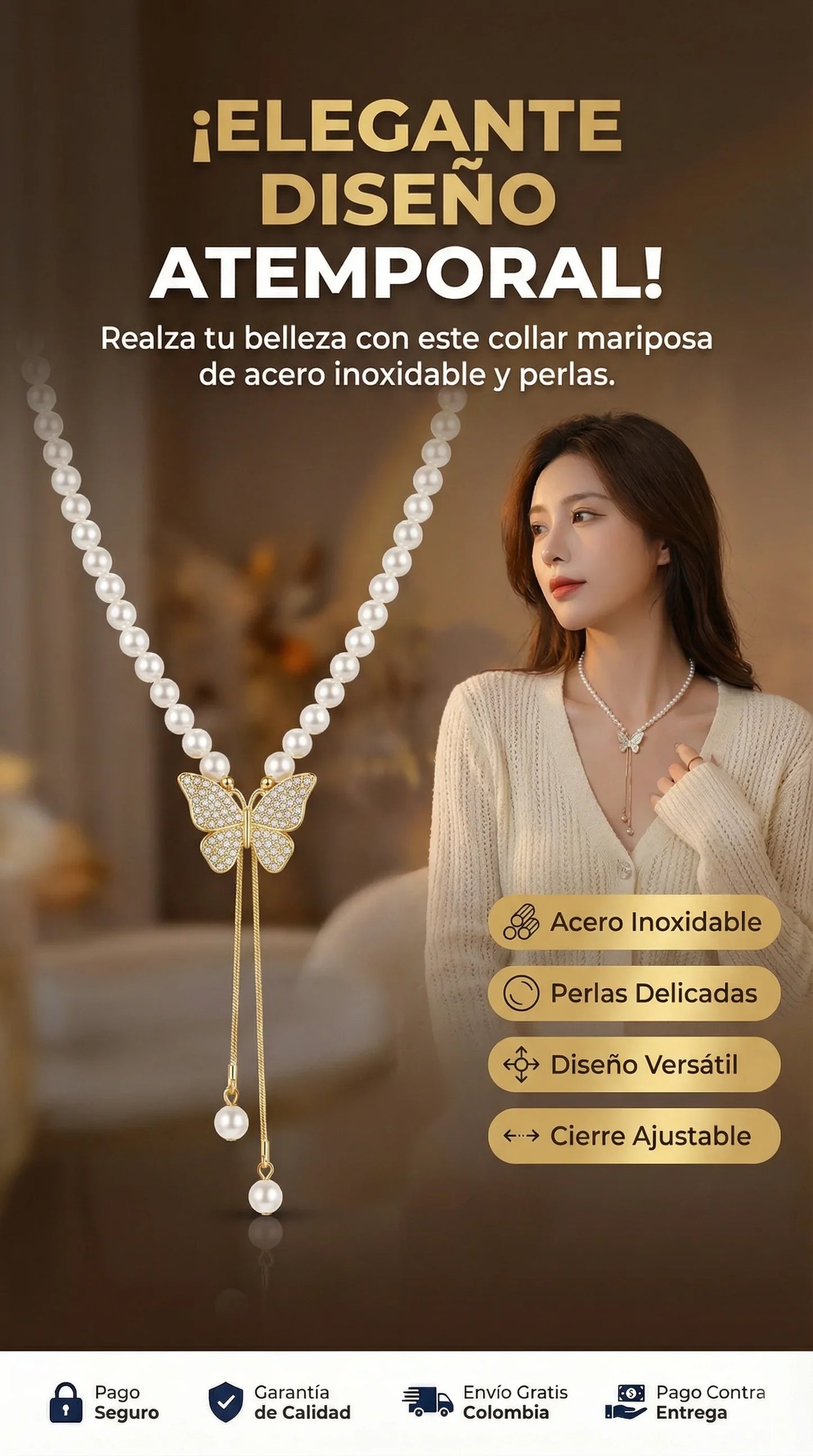 Collar Mariposa con Perlas®